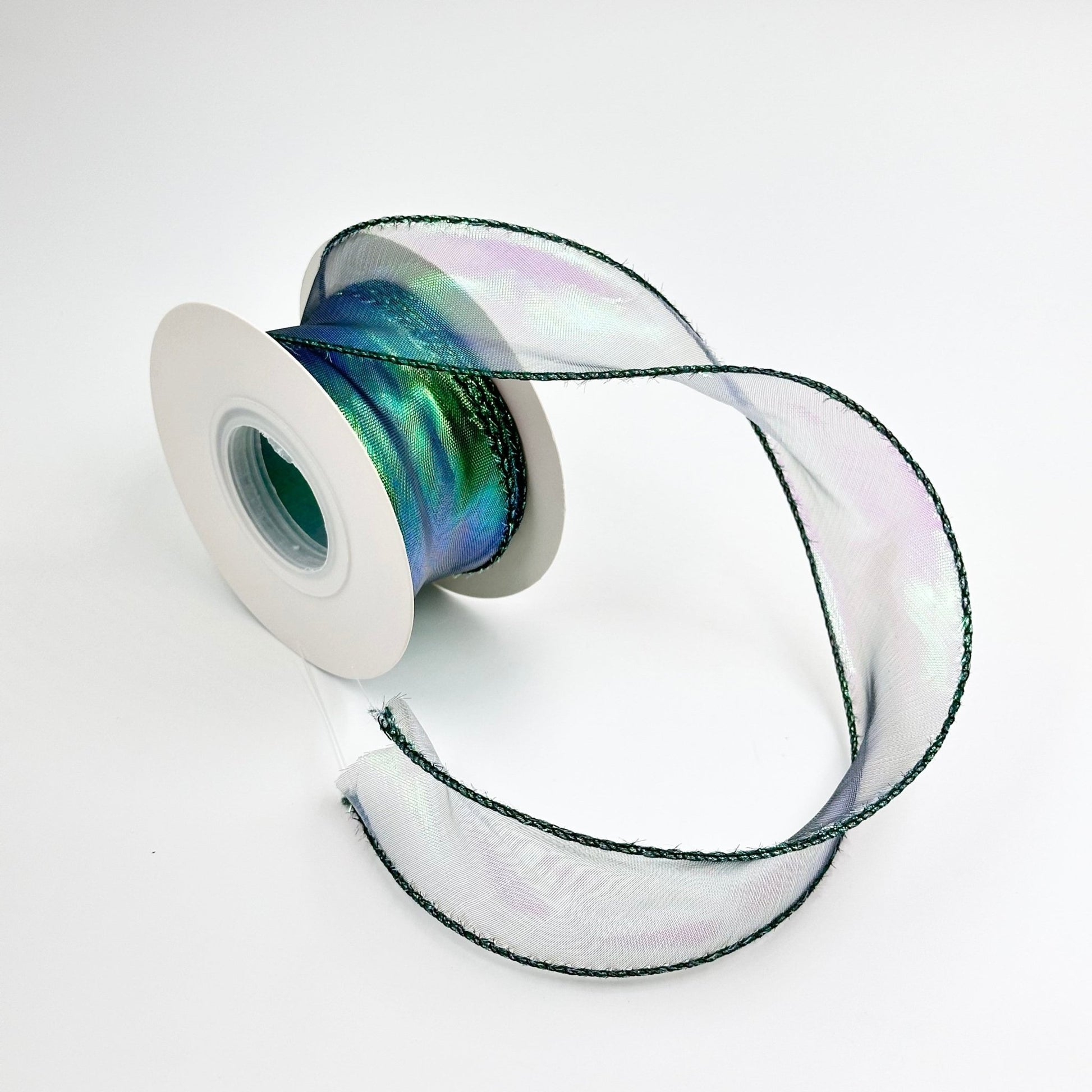 Iridescent Wavy Organza - Emerald - Prismribbons