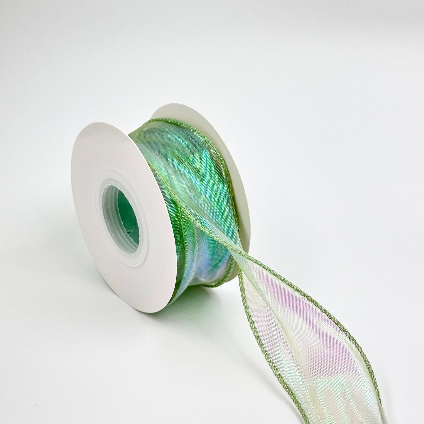 Iridescent Wavy Organza - Green - Prismribbons