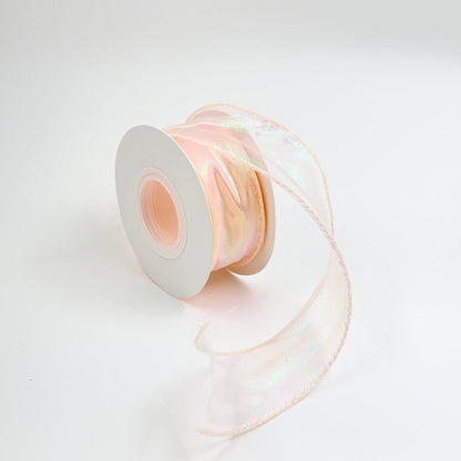 Iridescent Wavy Organza - Peach - Prismribbons