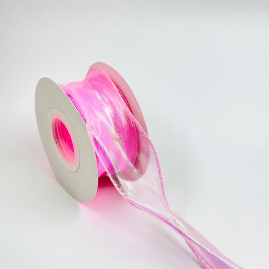 Iridescent Wavy Organza - Pink - Prismribbons