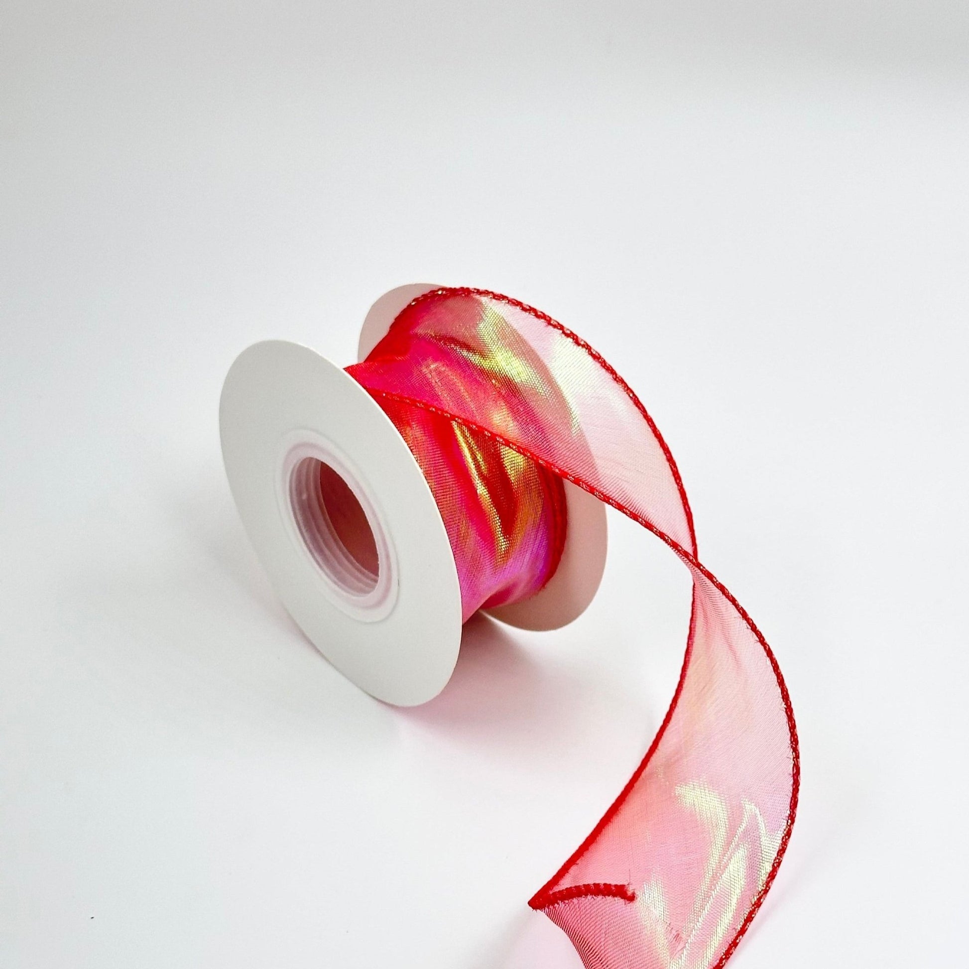 Iridescent Wavy Organza - Red - Prismribbons