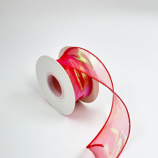 Iridescent Wavy Organza - Red - Prismribbons