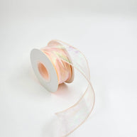 Iridescent Wavy Organza Ribbon – 1.5 inch - 9 Meters - Peach - Prismribbons
