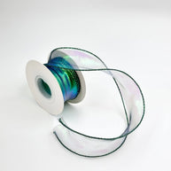 Iridescent Wavy Organza Ribbon – 1.5 inch - 9 Meters - Emerald - Prismribbons
