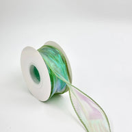 Iridescent Wavy Organza Ribbon – 1.5 inch - 9 Meters - Green - Prismribbons