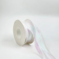 Iridescent Wavy Organza Ribbon – 1.5 inch - 9 Meters - White - Prismribbons