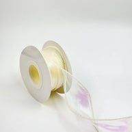 Iridescent Wavy Organza Ribbon – 1.5 inch - 9 Meters - Cream - Prismribbons