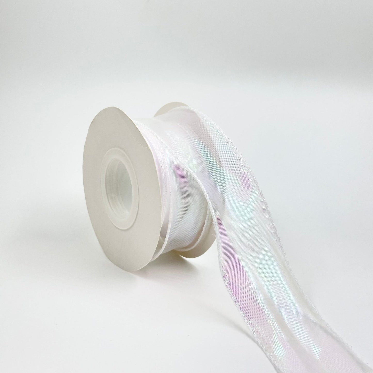Iridescent Wavy Organza - White - Prismribbons