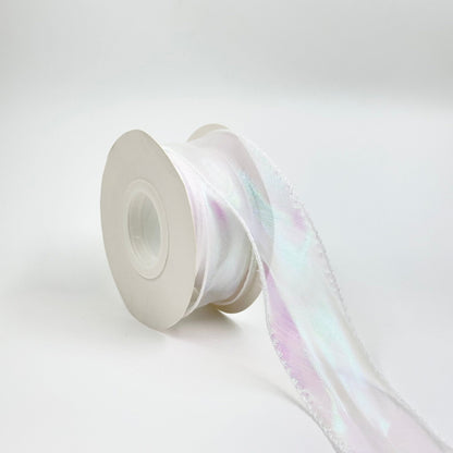 Iridescent Wavy Organza - White - Prismribbons