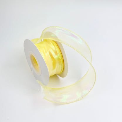 Iridescent Wavy Organza - Yellow - Prismribbons