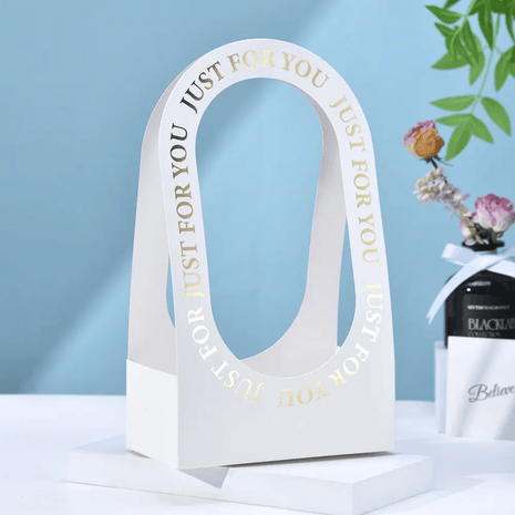"Just For You" Flower Bouquet Bag (5pcs) - White - Prismribbons