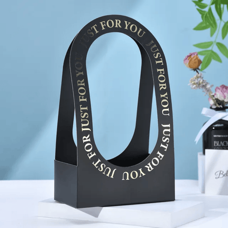 "Just For You" Flower Bouquet Bag (5pcs) - Black - Prismribbons