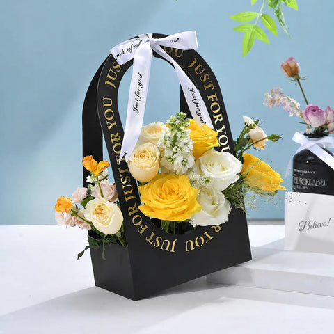 "Just For You" Flower Bouquet Bag (5pcs) - White - Prismribbons