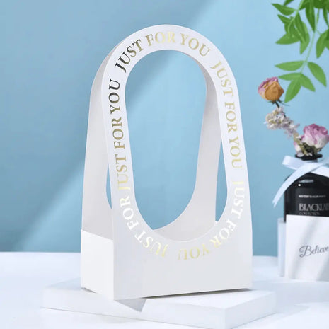 "Just For You" Flower Bouquet Bag (5pcs) - White - Prismribbons