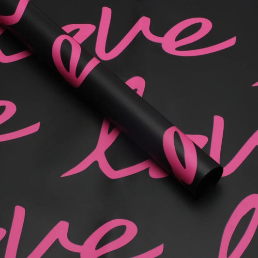 Love Bouquet Wrapping Sheet - Black (20 sheets) - Prismribbons