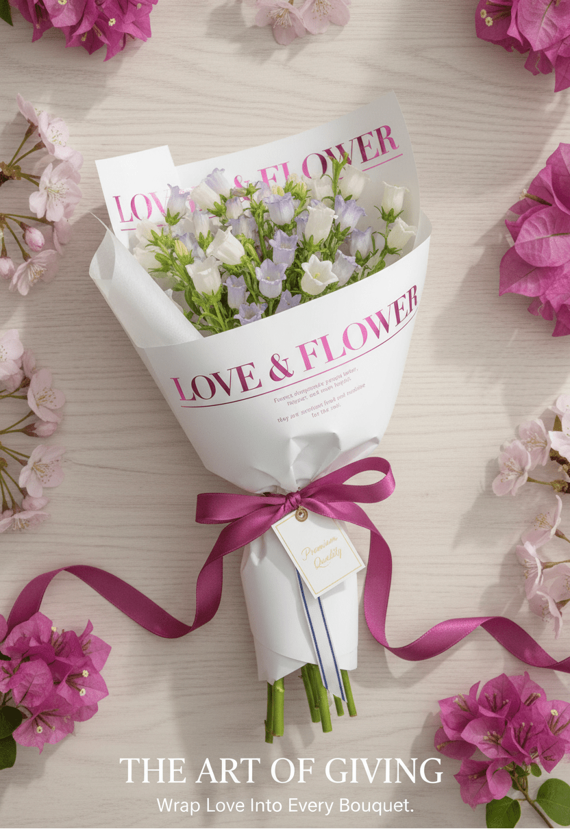 "Love & Flower" Bouquet Wrapping Sheet (10 sheets) (30cmx45cm) - Prismribbons