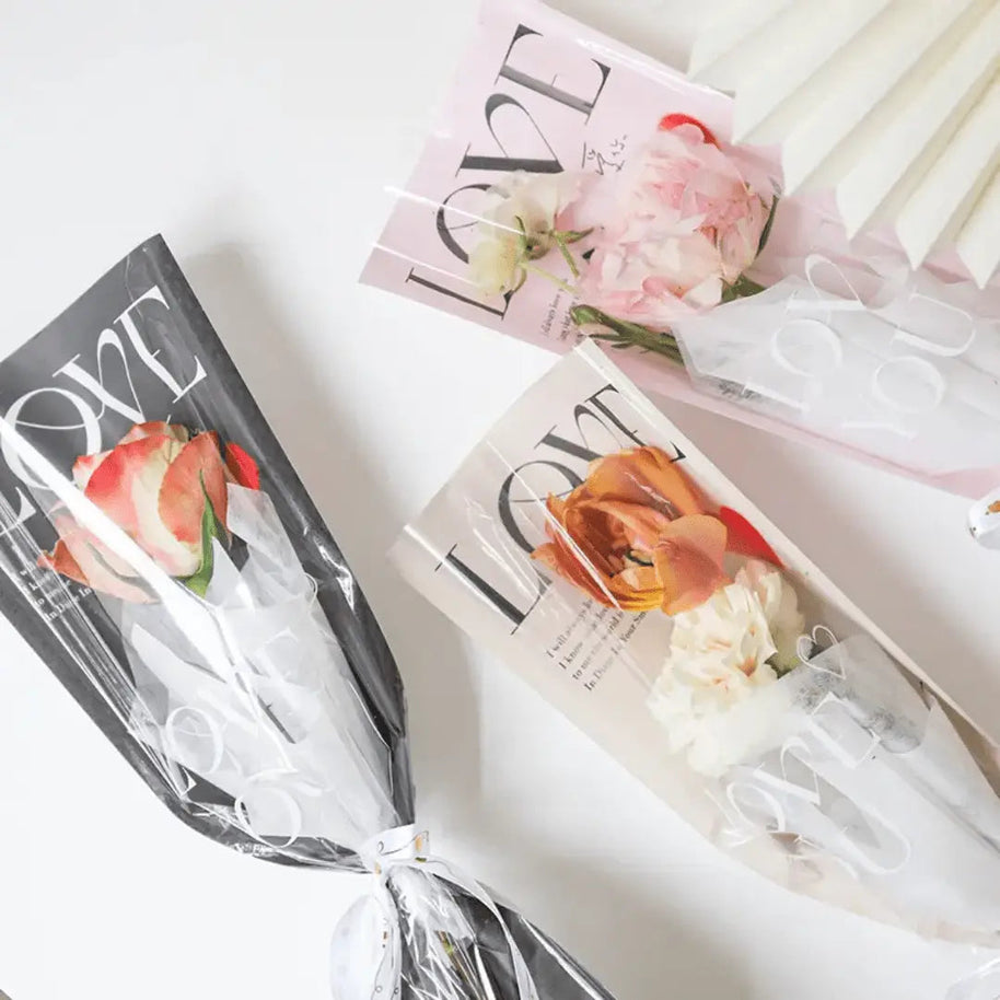 Love You Flower Sleeves (20 pcs) - Black - Prismribbons