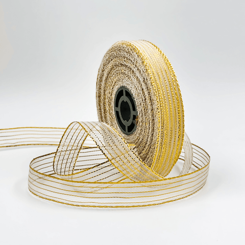 Metallic Striped Ribbon - Gold - Prismribbons