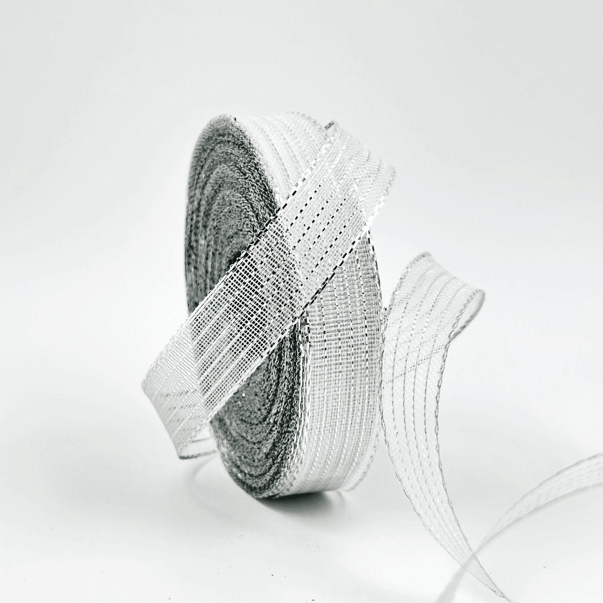 Metallic Striped Ribbon - Silver - Prismribbons