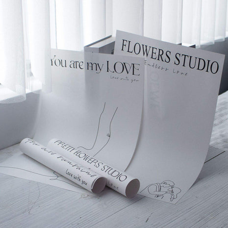 Minimal Line Art Wrapping Sheets - 20 sheets - You are my love - Prismribbons