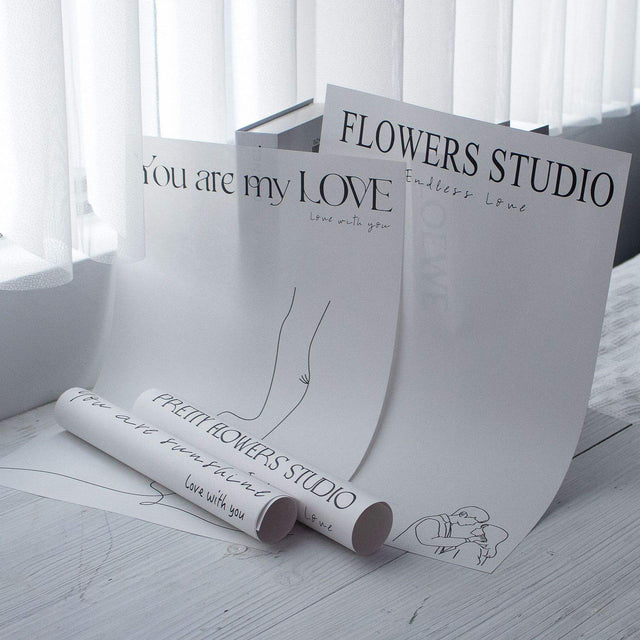 Minimal Line Art Wrapping Sheets - 20 sheets - You are my love - Prismribbons