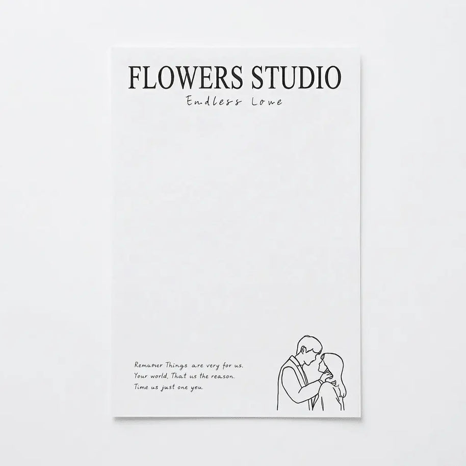 Minimal Line Art Wrapping Sheets - 20 sheets - Flowers studio - Prismribbons
