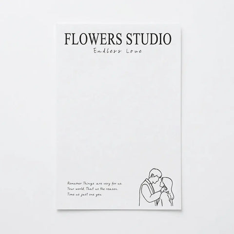 Minimal Line Art Wrapping Sheets - 20 sheets - Flowers studio - Prismribbons