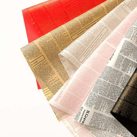Newspaper Bouquet Wrapping Sheets - 20 sheets - White - Prismribbons