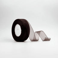 Organza Ribbon (1 inch) (35 meter) - Coffee - Prismribbons