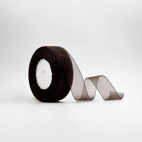 Organza Ribbon (1 inch) (35 meter) - Coffee - Prismribbons