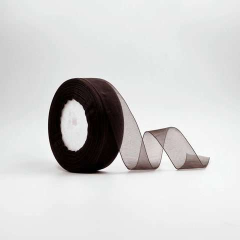 Organza Ribbon (1 inch) (35 meter) - Coffee - Prismribbons