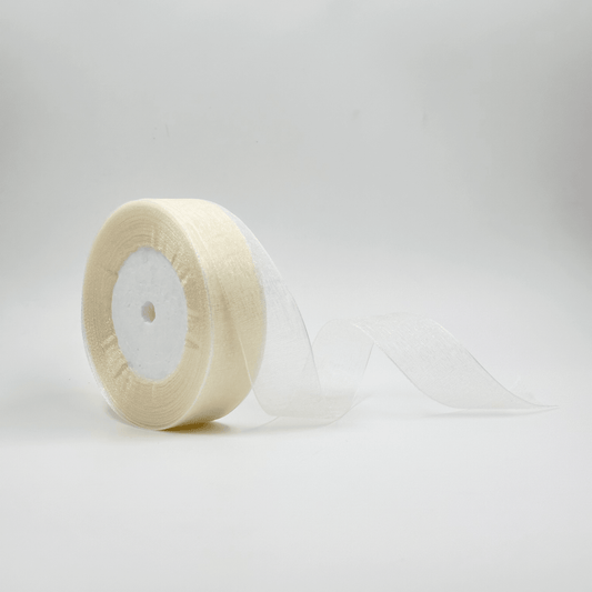 Organza Ribbon - Beige (1 inch) - Prismribbons