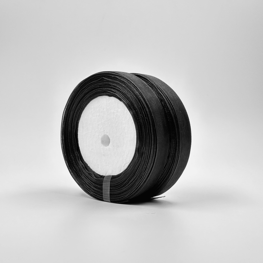 Organza Ribbon - Black (0.5 inch) - Prismribbons
