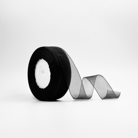 Organza Ribbon - Black (1 inch) - Prismribbons