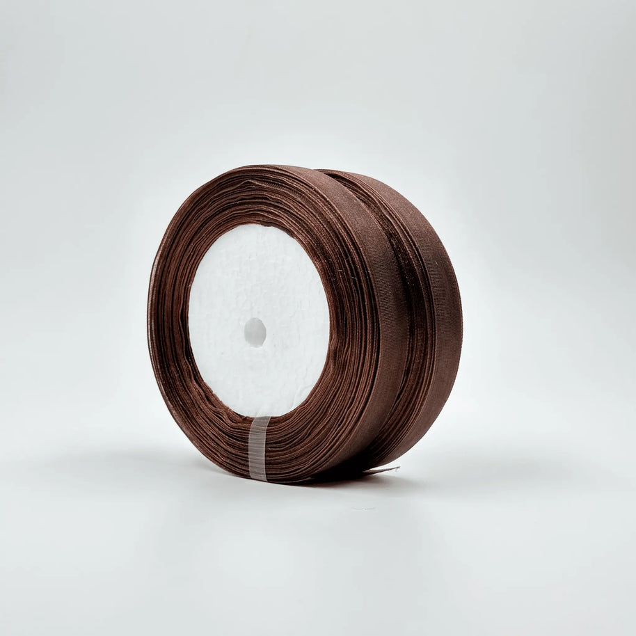 Organza Ribbon - Brown (0.5 inch) - Prismribbons