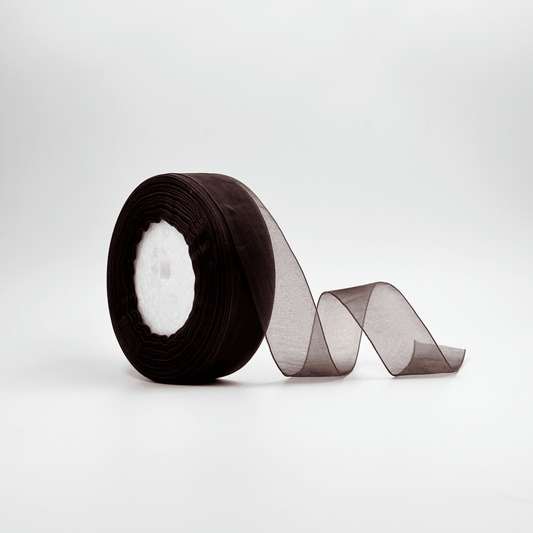 Organza Ribbon - Brown (1 inch) - Prismribbons