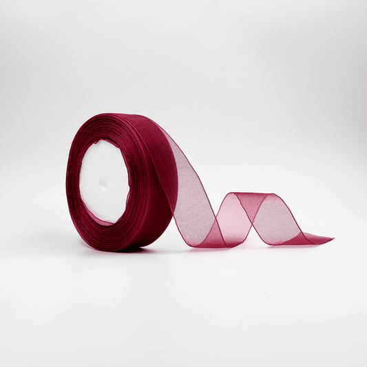 Organza Ribbon - Maroon (1 inch) - Prismribbons