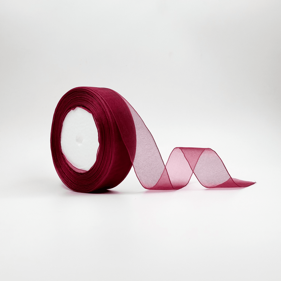 Organza Ribbon - Maroon (1 inch) - Prismribbons