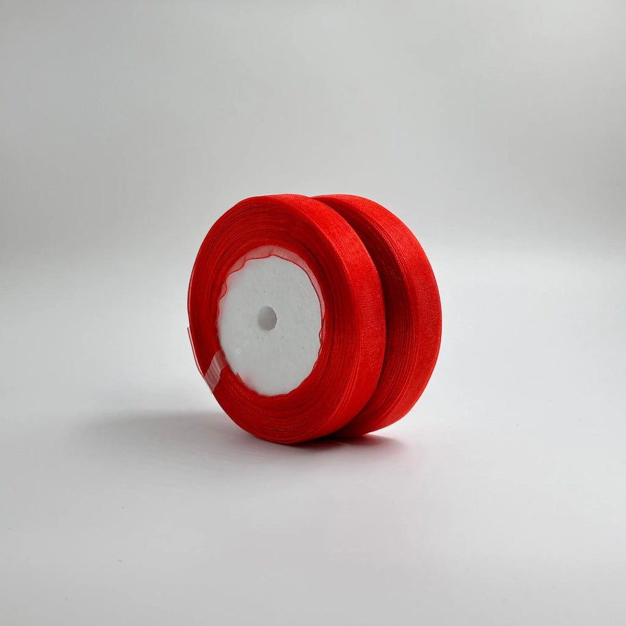 Organza Ribbon (0.5 inch) (35 meter) - Red - Prismribbons