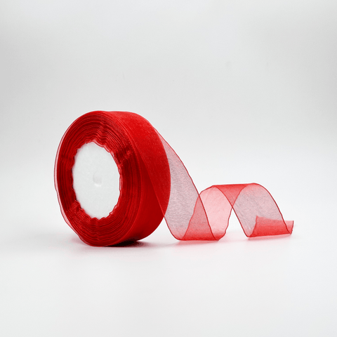 Organza Ribbon - Red (1 inch) - Prismribbons