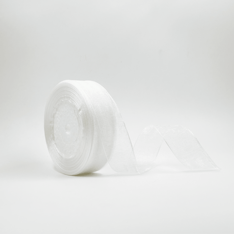 Organza Ribbon - White (1 inch) - Prismribbons