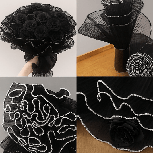 Pearl Mesh For Bouquets - Black (3.5 meters) - Prismribbons