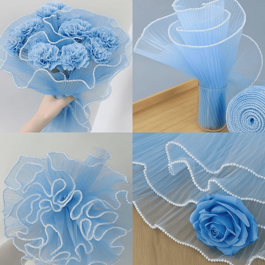 Pearl Mesh For Bouquets - Blue (3.5 meters) - Prismribbons