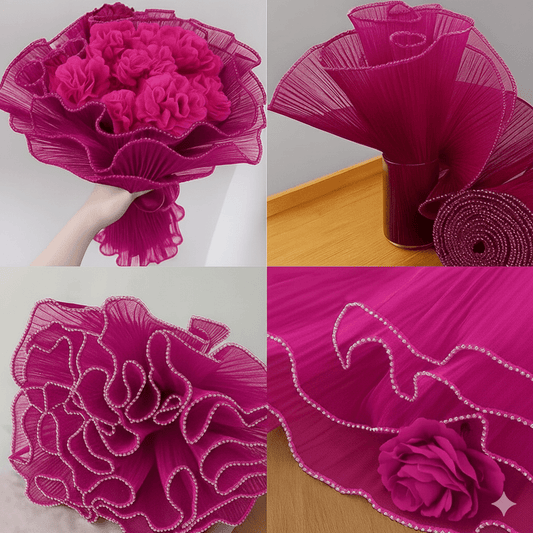Pearl Mesh For Bouquets - Magenta (3.5 meters) - Prismribbons