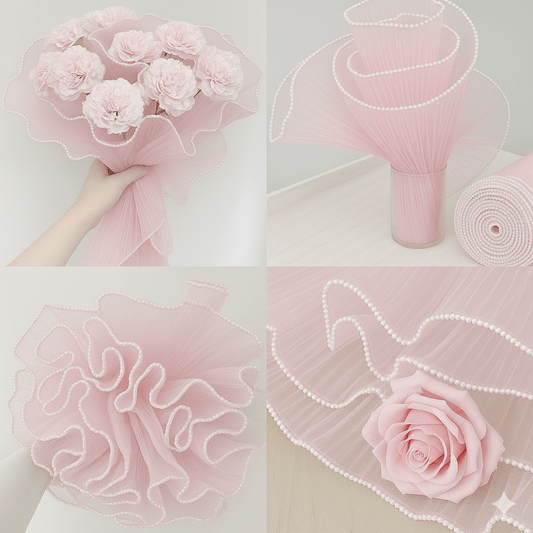 Pearl Mesh For Bouquets - Pink (3.5 meters) - Prismribbons