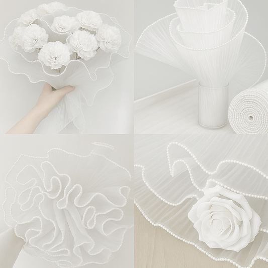 Pearl Mesh For Bouquets - White (3.5 meters) - Prismribbons