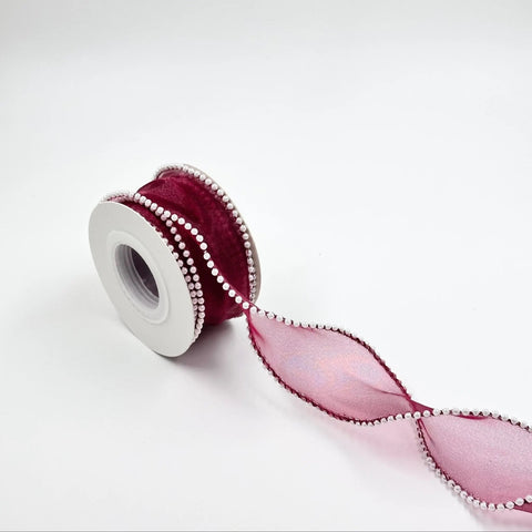 Pearl Ribbon (1.5 inch) (5 meters) - Maroon - Prismribbons