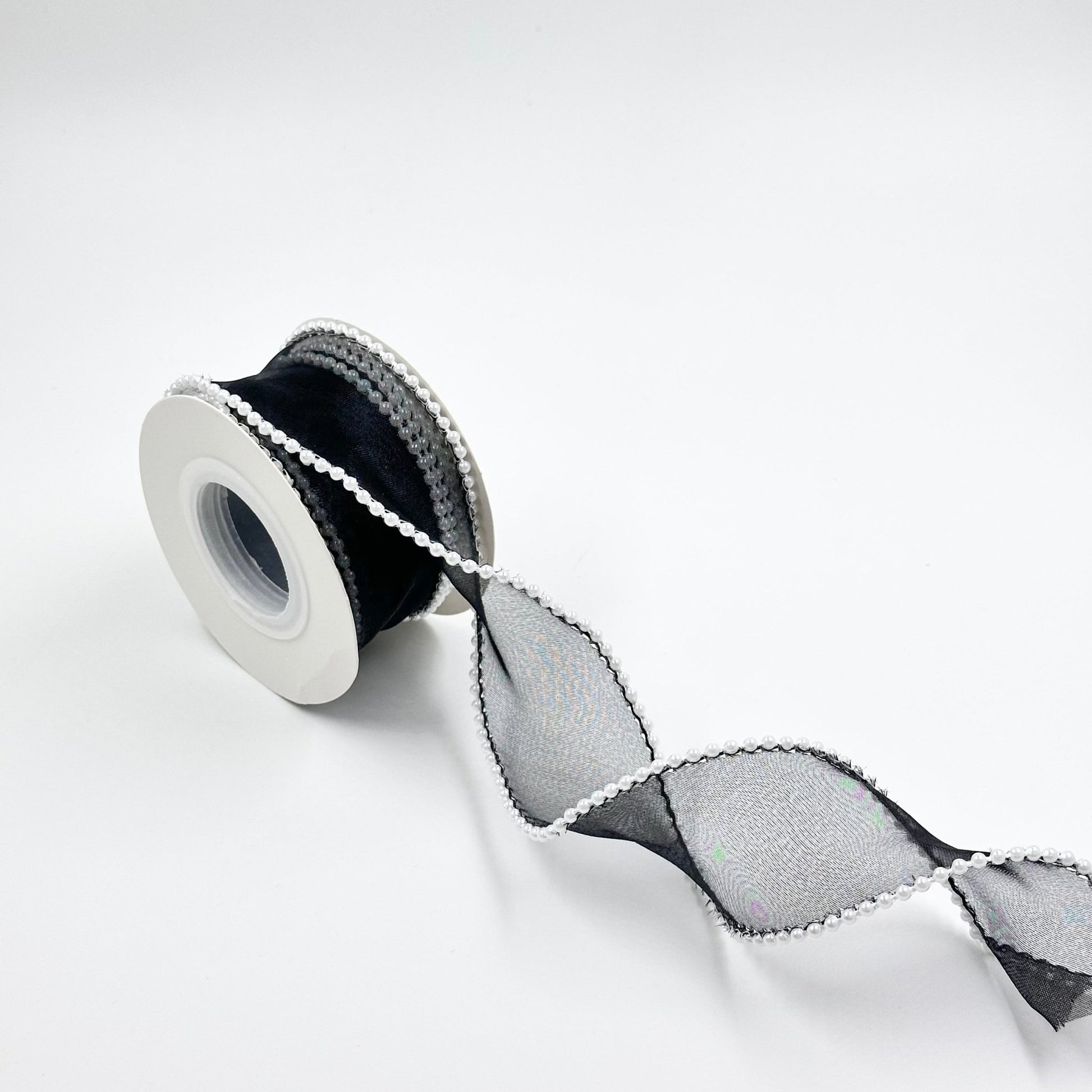 Pearl Ribbon - Black (1.5 inch) (5 yards) - Prismribbons
