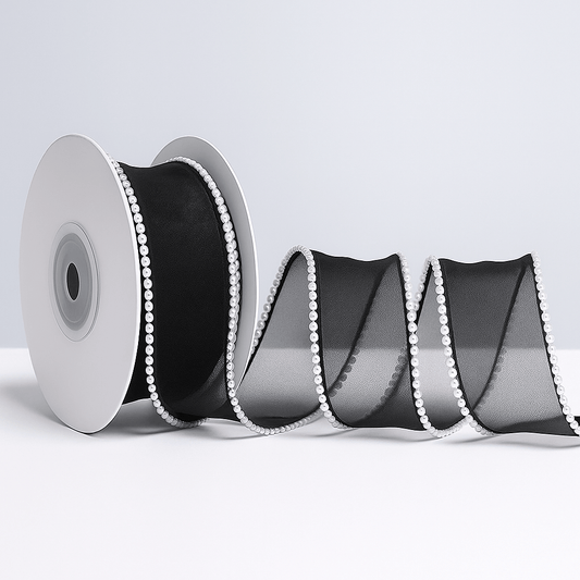 Pearl Ribbon - Black (9MTR) - Prismribbons