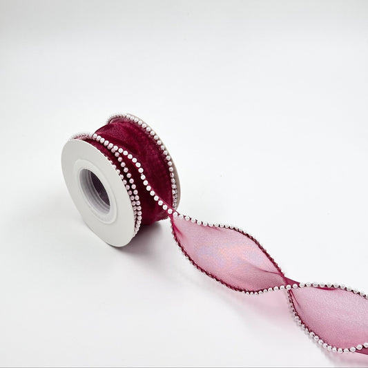 Pearl Ribbon - Maroon (1.5 inch) (5 yards) - Prismribbons
